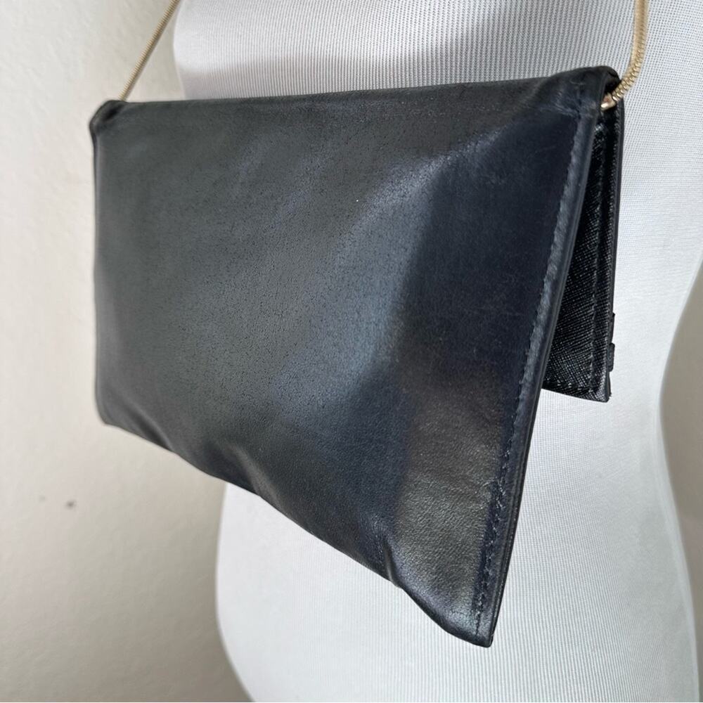 Maryann Rosenfeld Vintage 1980s Shoulder Black Leather Purse - Picture 10 of 12